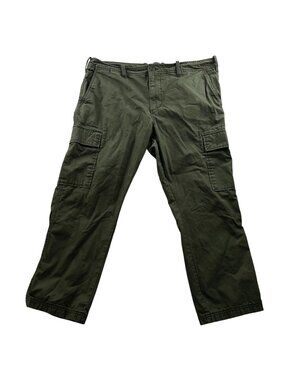 Old Navy Men Cargo Pants 40x27 Measured Green Forest Utility Straight Fit Cotton